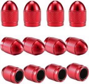 img 4 attached to 12-Pack Red/Bullet Tire Valve Stem Caps - Corrosion Resistant Plastic Lined Universal Covers For Car, Truck, Motorcycle & Bike