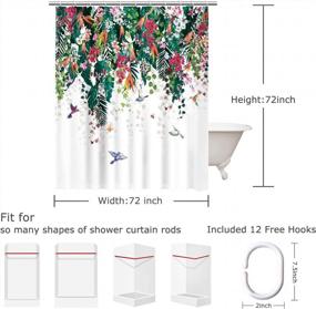img 1 attached to Beautiful LIVILAN Bird & Floral Shower Curtain - 72"W X 72"H With Hooks!