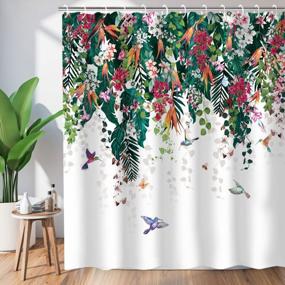 img 4 attached to Beautiful LIVILAN Bird & Floral Shower Curtain - 72"W X 72"H With Hooks!