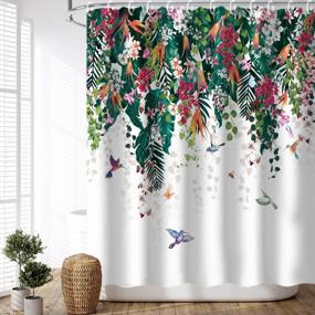 img 2 attached to Beautiful LIVILAN Bird & Floral Shower Curtain - 72"W X 72"H With Hooks!