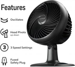 img 2 attached to 🌬️ Honeywell Turbo Force Oscillating Table Fan HT-906 in Black - Medium Size for Efficient Cooling