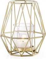 mid century modern gold metal wire tealight holder with geometric diamond deco design by torre & tagus for entryways, dining rooms, home offices, and kitchens logo