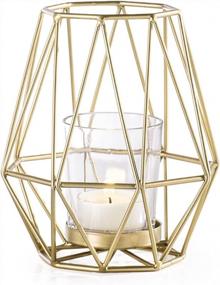 img 4 attached to Mid Century Modern Gold Metal Wire Tealight Holder With Geometric Diamond Deco Design By Torre & Tagus For Entryways, Dining Rooms, Home Offices, And Kitchens