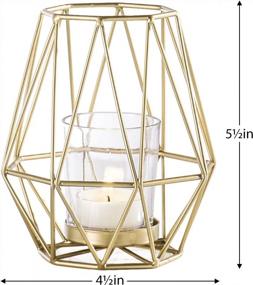 img 3 attached to Mid Century Modern Gold Metal Wire Tealight Holder With Geometric Diamond Deco Design By Torre & Tagus For Entryways, Dining Rooms, Home Offices, And Kitchens