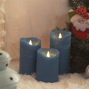 img 1 attached to 🕯️ Blue Flameless Candles 3-Pack with Remote Control & Timer - Real Wax LED Pillar Candle Set (3"D x 4"5"6"H)