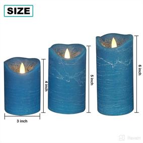 img 3 attached to 🕯️ Blue Flameless Candles 3-Pack with Remote Control & Timer - Real Wax LED Pillar Candle Set (3"D x 4"5"6"H)