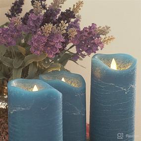 img 2 attached to 🕯️ Blue Flameless Candles 3-Pack with Remote Control & Timer - Real Wax LED Pillar Candle Set (3"D x 4"5"6"H)