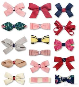 img 4 attached to 16-Piece Set of Hair Bows for Baby Girls, Decorative Ribbon-Lined Alligator Hair Clips, Barrettes, and Hairpins, Perfect Hair Accessories for Infants and Toddlers