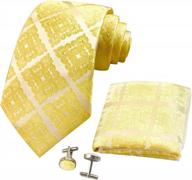 cangron men's geometric tie set with pocket square and cufflinks - perfect for lst8zh logo