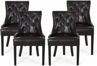 🪑 christopher knight home georgia contemporary brown tufted bonded leather dining chairs (set of 4) with espresso finish logo