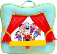 betterline finger puppet theater stage by better line - set includes 6 finger family puppets - portable plush finger puppet theater is the best preschool kids (green) logo