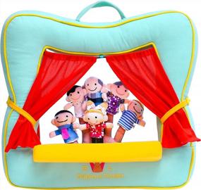 img 4 attached to BETTERLINE Finger Puppet Theater Stage By Better Line - Set Includes 6 Finger Family Puppets - Portable Plush Finger Puppet Theater Is The Best Preschool Kids (Green)