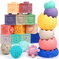 👶 22pcs montessori sensory baby toys for 6-12 months: includes 12 baby blocks with numbers, 6 stacking toys, 4 sensory balls, teething toys for toddlers - perfect easter gifts logo