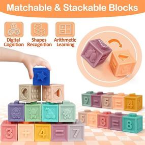 img 1 attached to 👶 22PCS Montessori Sensory Baby Toys for 6-12 Months: Includes 12 Baby Blocks with Numbers, 6 Stacking Toys, 4 Sensory Balls, Teething Toys for Toddlers - Perfect Easter Gifts