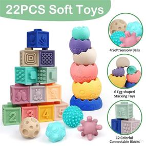 img 3 attached to 👶 22PCS Montessori Sensory Baby Toys for 6-12 Months: Includes 12 Baby Blocks with Numbers, 6 Stacking Toys, 4 Sensory Balls, Teething Toys for Toddlers - Perfect Easter Gifts