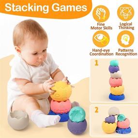 img 2 attached to 👶 22PCS Montessori Sensory Baby Toys for 6-12 Months: Includes 12 Baby Blocks with Numbers, 6 Stacking Toys, 4 Sensory Balls, Teething Toys for Toddlers - Perfect Easter Gifts