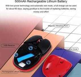 img 3 attached to CHUYI Wireless Rechargeable Quiet Mouse Cute Ladybug Pattern Portable Travel Mute Mouse 1600 DPI Novelty Optical Silent Cordless Office Mice For Computer Laptop PC Gift (Red)