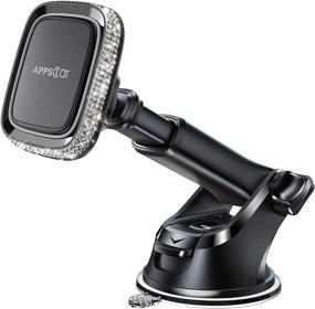 img 4 attached to 📱 Magnetic Phone Holder for Car, APPS2Car - Bling Dashboard/Windshield Suction Cup Phone Holder with Sturdy Mount and Crystal Magnetic Mounting [6 High-Performance Magnets & Adjustable Telescopic Arm] - Compatible with All Smartphones