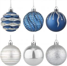 img 3 attached to 30Ct 60Mm Синие и серебряные рождественские украшения - Небьющийся пластиковый декоративный рождественский набор