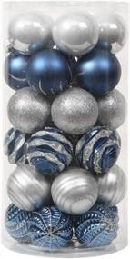 img 4 attached to 30Ct 60Mm Синие и серебряные рождественские украшения - Небьющийся пластиковый декоративный рождественский набор