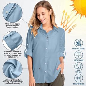 img 1 attached to Женская рубашка с длинным рукавом для рыбалки с защитой от солнца UPF 50+, быстросохнущая походная одежда SPF для сафари для женщин - SEO Optimized
