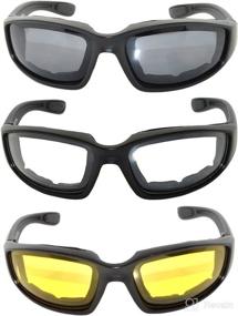 img 3 attached to 🏍️ 3-Pack Motorcycle Padded Foam Glasses - Variety Lenses (Smoke, Yellow, Clear) OWL®