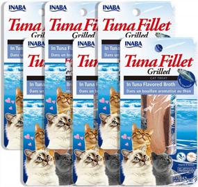 img 4 attached to INABA Natural Hand-Cut Grilled Tuna Fillet Cat Treats/Topper/Complement With Vitamin E And Green Tea Extract, 0.52 Ounces Each (Pack Of 6), In Tuna Broth