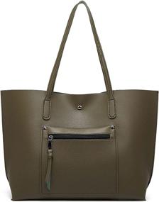 img 4 attached to 👜 SUSIE ISLAND Women's Soft Faux Leather Tote: Stylish & Spacious Handbag with Tassel Accents