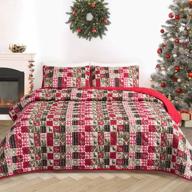 рождественские стеганые одеяла размера «queen-size» — многоцветный принт, сверхлегкая микрофибра, всесезонные: tillyou 90"x96 логотип