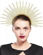 gold greek goddess headpiece sunburst spiked halo crown fantherin mary halo crown headband for cosplay halloween costume party logo