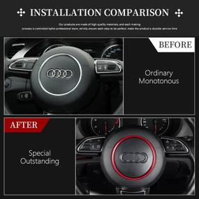 img 3 attached to 🔴 Upgrade Your Audi's Interior with LECART Red Steering Wheel Emblem Logo Cover Sticker