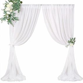 img 4 attached to Chic And Elegant White Chiffon Backdrop Curtains For Stunning Wedding And Birthday Decorations – 5Ft X 8Ft, Set Of 2 Panels
