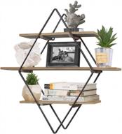 geometric diamond wall shelves - 3 tier hanging floating display shelf for bedroom, living room, and office decor - size 24" x 23.5" x 6" by ritesune logo