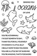 sending you oceans of love thank you for all your help ocean animal shark turtle fish starfish rubber stamp for card making diy embossing stencil scrapbooking paper crafts handmade photo album decor logo