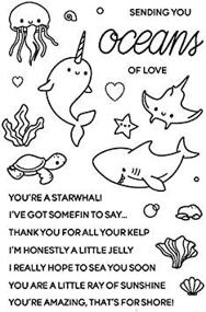 img 4 attached to Sending You Oceans Of Love Thank You For All Your Help Ocean Animal Shark Turtle Fish Starfish Rubber Stamp For Card Making DIY Embossing Stencil Scrapbooking Paper Crafts Handmade Photo Album Decor