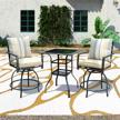 all-weather steel patio set: swivel bar stools and armrest chairs with glass top table logo