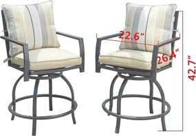 img 1 attached to Всепогодный стальной набор для патио: вращающиеся барные стулья и стулья с подлокотниками со стеклянной столешницей