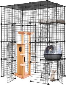 img 4 attached to 🐱 Versatile, Foldable Large Cat Cage - Ideal for Multiple Pets: Cats, Guinea Pigs, Turtles, Hamsters, Ferrets & More!