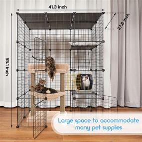 img 3 attached to 🐱 Versatile, Foldable Large Cat Cage - Ideal for Multiple Pets: Cats, Guinea Pigs, Turtles, Hamsters, Ferrets & More!