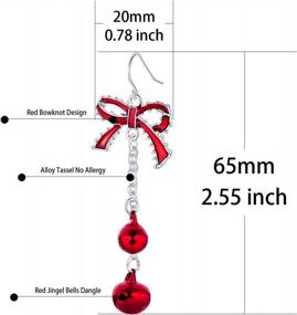 img 2 attached to Стильные аксессуары с рождественскими серьгами для пирсинга с красным бантом - идеальный подарок к празднику для женщин и девочек