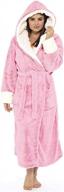 women's winter soft plush fleece bathrobe with hood - long sleeved nightgown for cozy comfort at home. logo