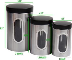 img 2 attached to 🔶 Silver with Black Mind Reader Canister Set - 3-Piece, 1, 1.5, and 2 Quart Sizes