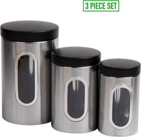 img 1 attached to 🔶 Silver with Black Mind Reader Canister Set - 3-Piece, 1, 1.5, and 2 Quart Sizes