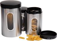 🔶 silver with black mind reader canister set - 3-piece, 1, 1.5, and 2 quart sizes логотип