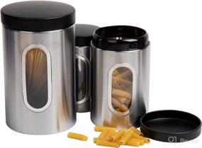 img 4 attached to 🔶 Silver with Black Mind Reader Canister Set - 3-Piece, 1, 1.5, and 2 Quart Sizes