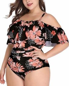 img 1 attached to Plus Size Women'S Off Shoulder Swimsuit With Tummy Control - Daci Bathing Suit