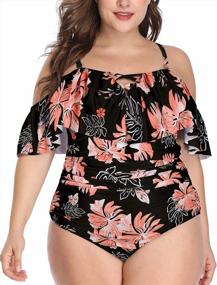 img 4 attached to Plus Size Women'S Off Shoulder Swimsuit With Tummy Control - Daci Bathing Suit