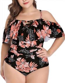 img 2 attached to Plus Size Women'S Off Shoulder Swimsuit With Tummy Control - Daci Bathing Suit