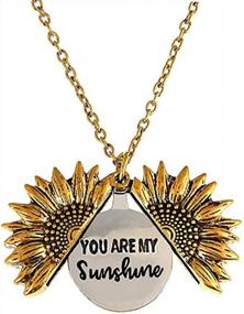 img 2 attached to Сияйте ярко с нашим золотым колье с подсолнухами и гравировкой You Are My Sunshine для женщин