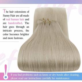 img 2 attached to 🌞 Sunny Platinum Blonde Sew-In Hair Extensions: Premium Remy Human Hair Weft Extensions - 18inch 100g